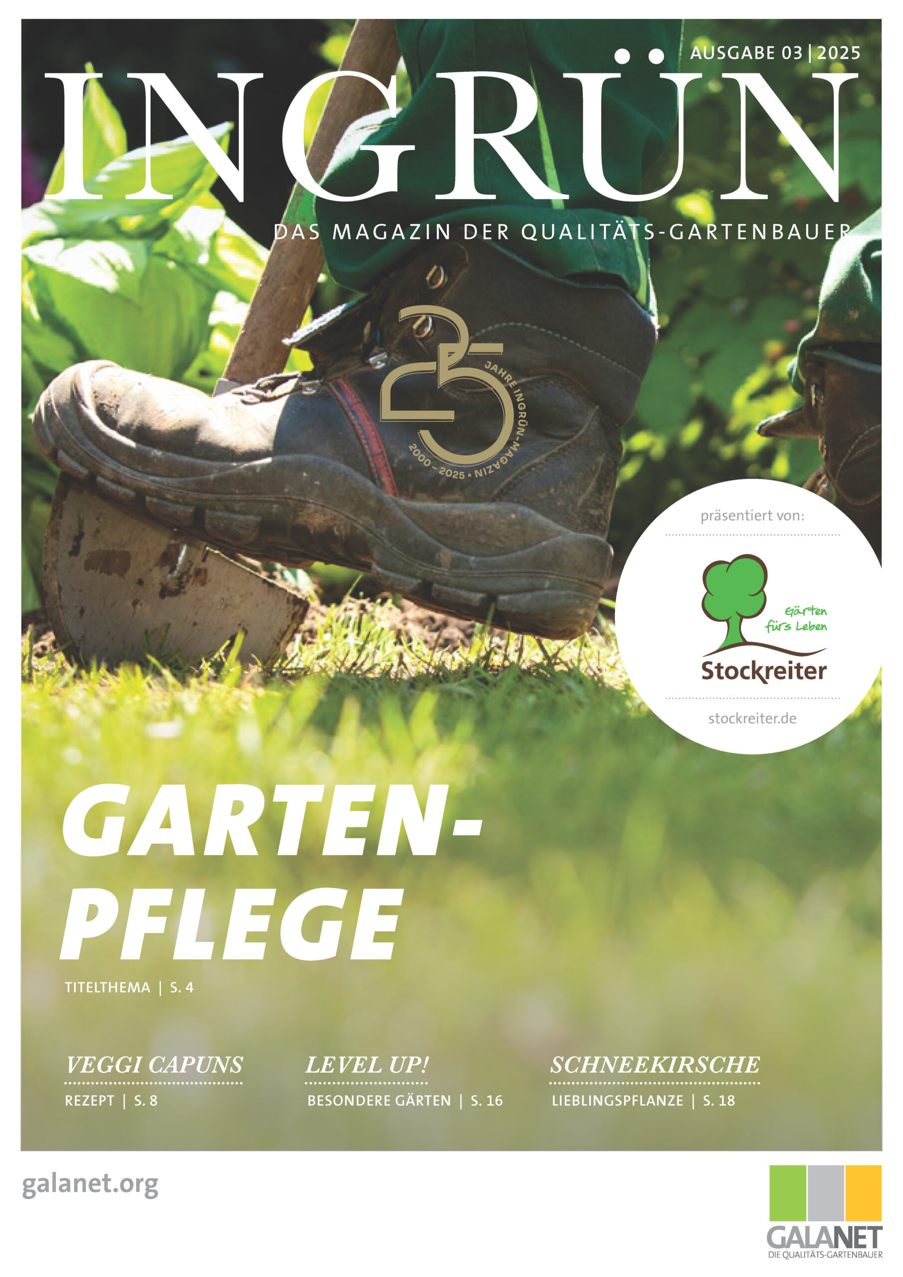 Ein Cover vom Ingrün Magazin, mit dem Thema Gartenpflege von März 2025.